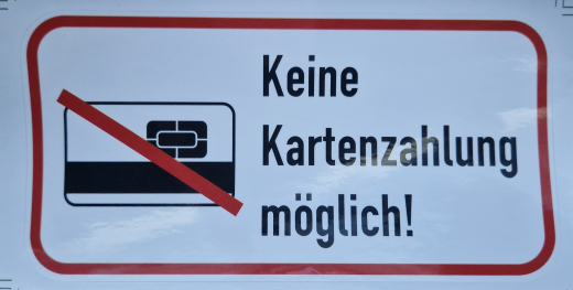 Aufkleber Keine Kartenzahlung möglich