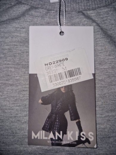 Milan Kiss Damen Sweatshirt – Weiß-Grau – Größe M