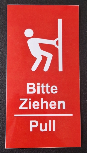 2er Set Aufkleber Türe "Bitte Drücken Push" / "Bitte Ziehen Pull"