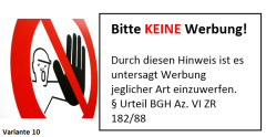 2 Stk Aufkleber "Bitte keine Werbung" UV-, öl-, schmutz- und witterungsbeständig