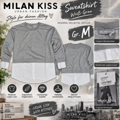 Milan Kiss Damen Sweatshirt – Weiß-Grau – Größe M